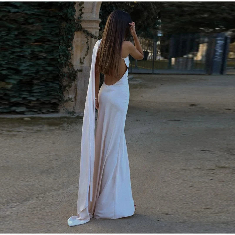 Verde Empress – Long Olive Cape Dress