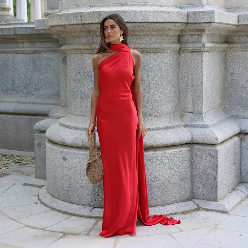 Verde Empress – Long Olive Cape Dress