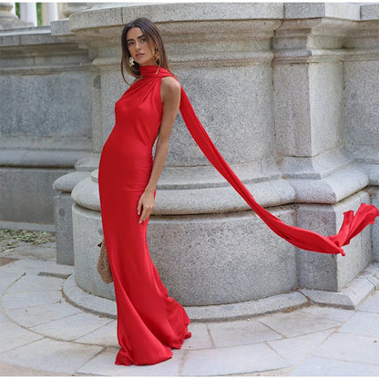 Verde Empress – Long Olive Cape Dress