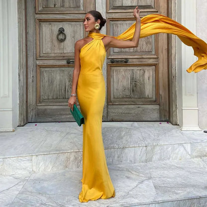 Verde Empress – Long Olive Cape Dress