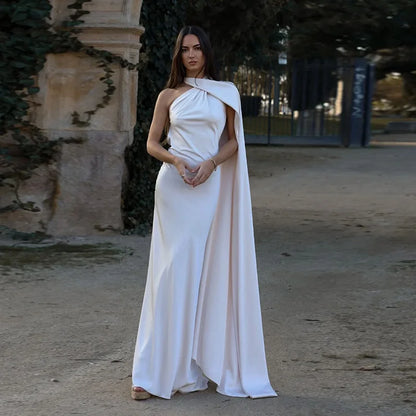 Verde Empress – Long Olive Cape Dress